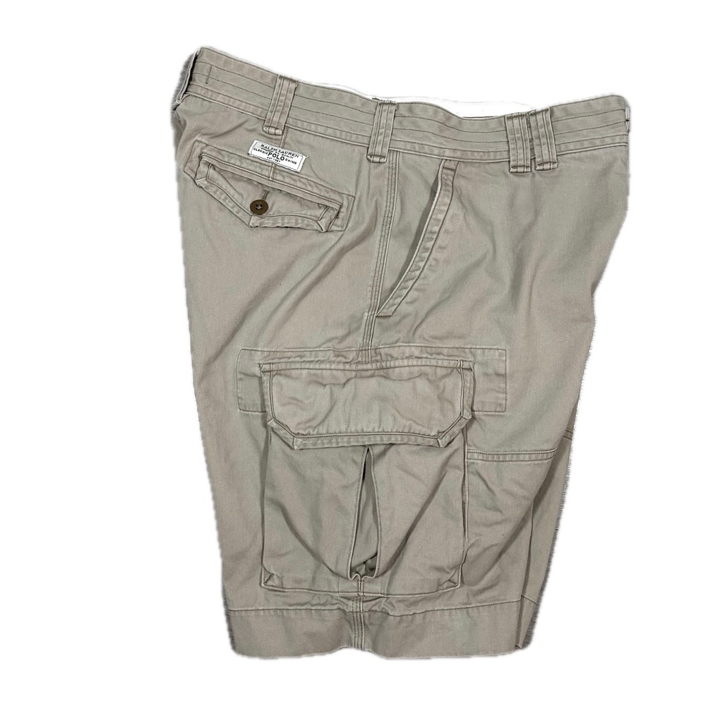 Polo Ralph Lauren Classic Chino Cargo Shorts Mens 34 Cotton‎ Twill 10" Khaki